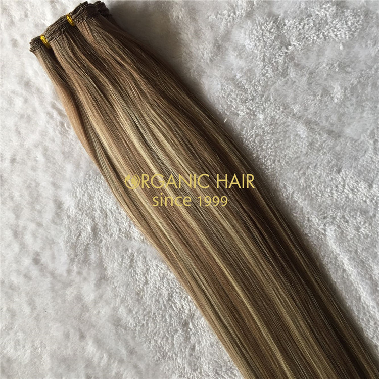 Human full cuticle customized hand tied wefts hair extensions X167